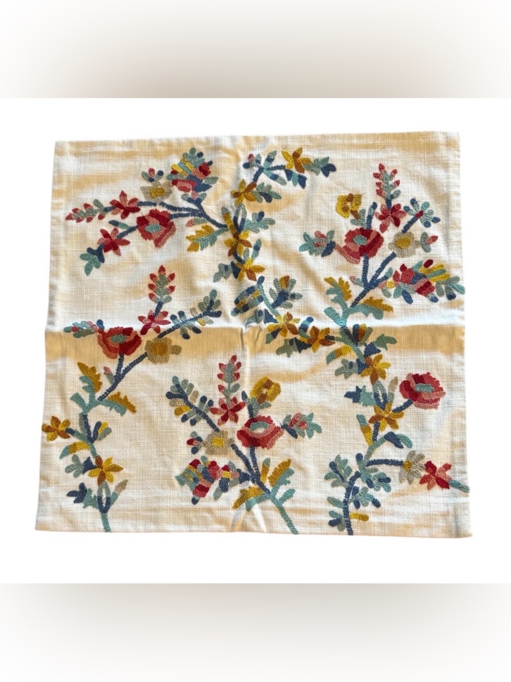 NWT Pottery Barn 18 inch Nora Embroidered Vines Pillow Cover floral cottage - Picture 2 of 9